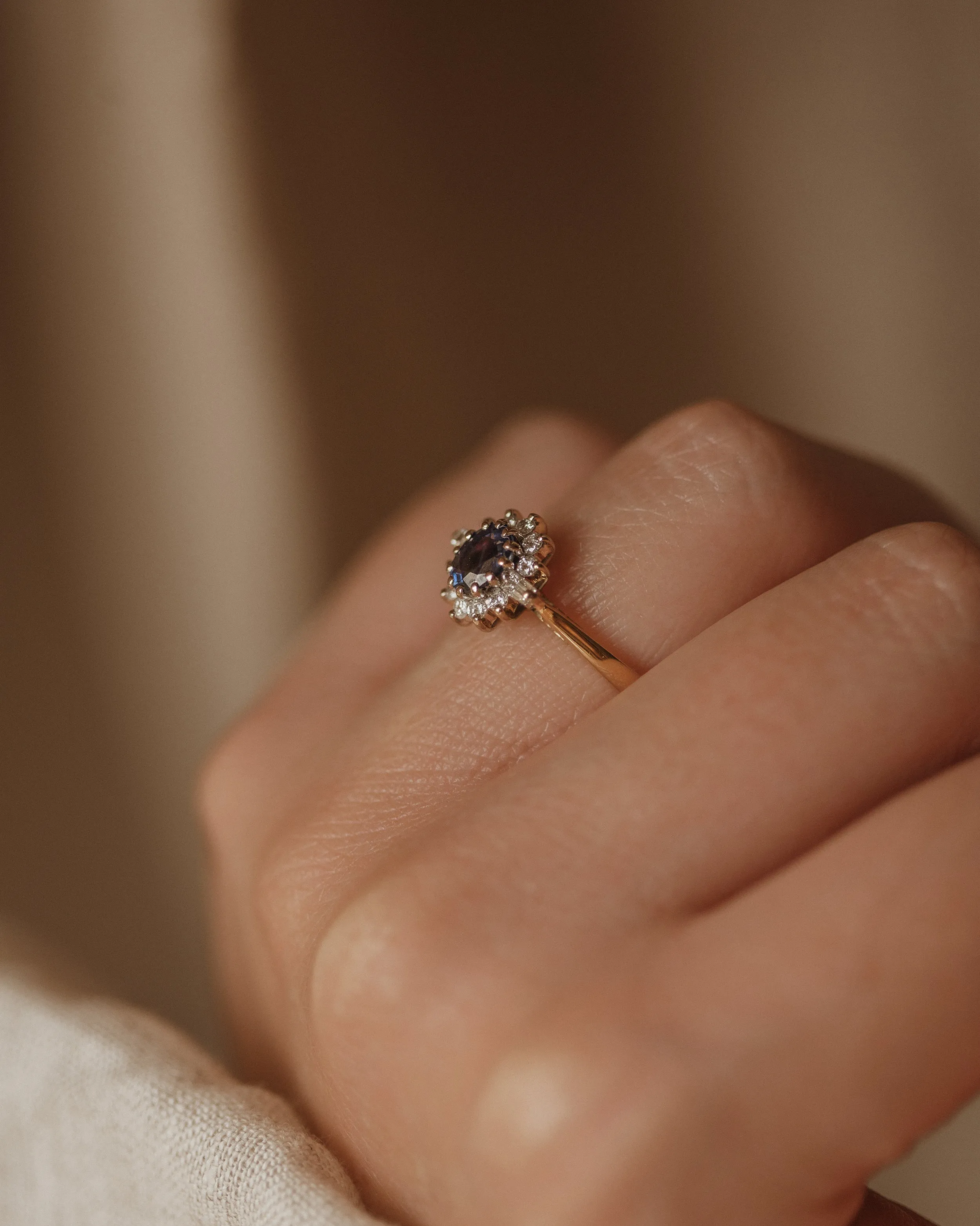 Ottilie Vintage 18ct Gold Sapphire & Diamond Cluster Ring sold by Rock n Rose product image thumbnail 2