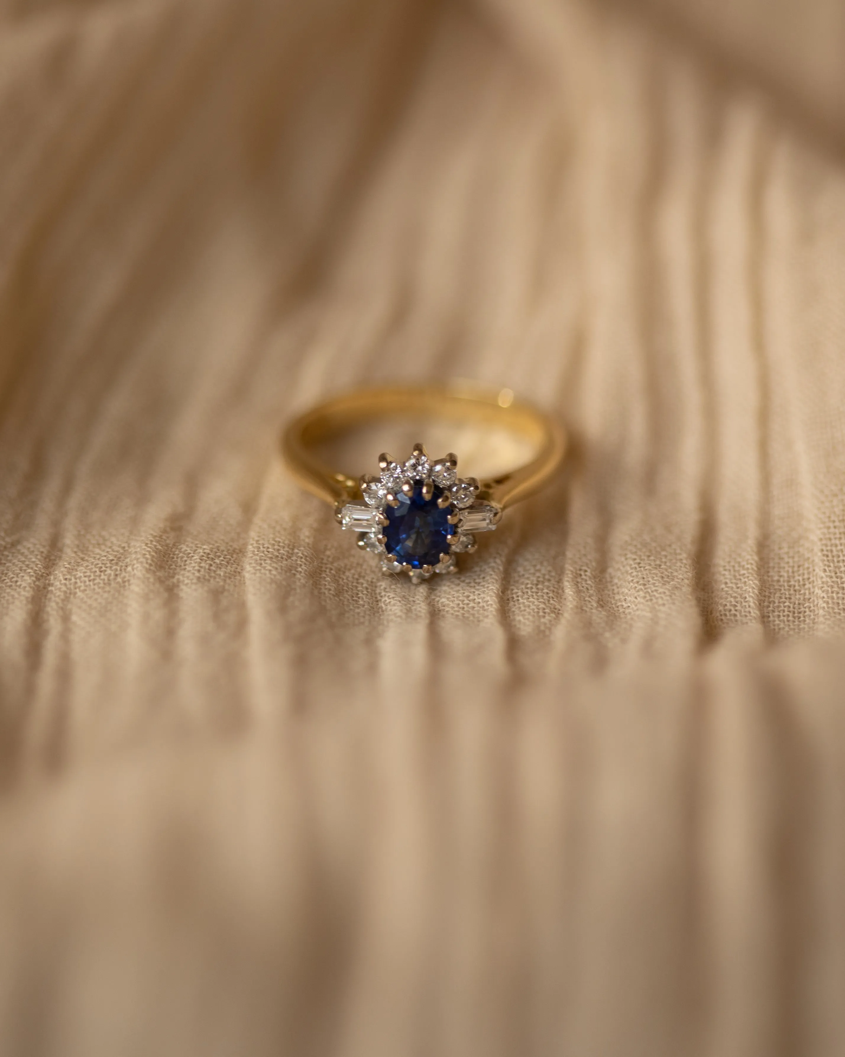 Ottilie Vintage 18ct Gold Sapphire & Diamond Cluster Ring sold by Rock n Rose product image thumbnail 3