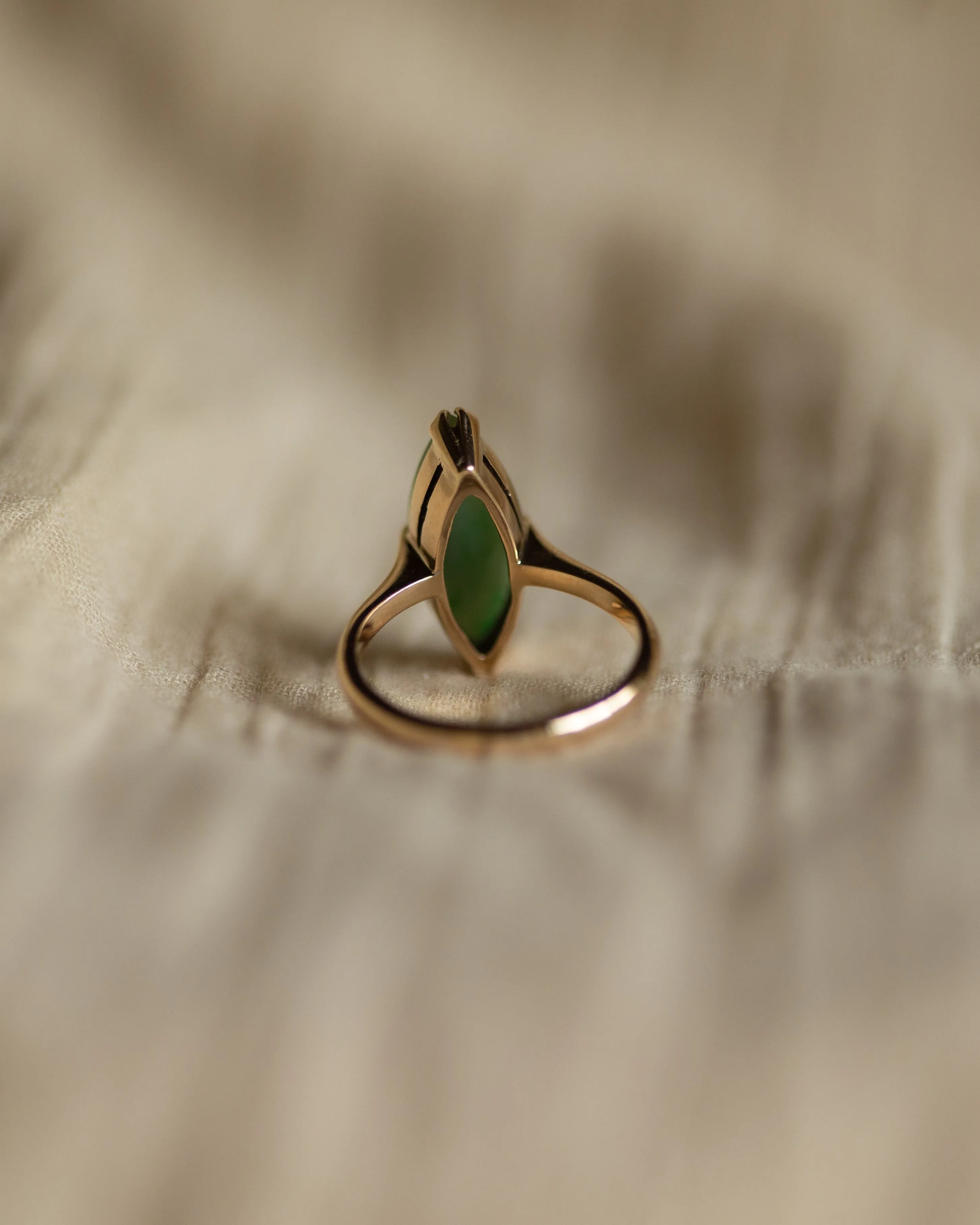 Gretchen Vintage 14ct Gold Jade Marquise Ring sold by Rock n Rose product image thumbnail 5