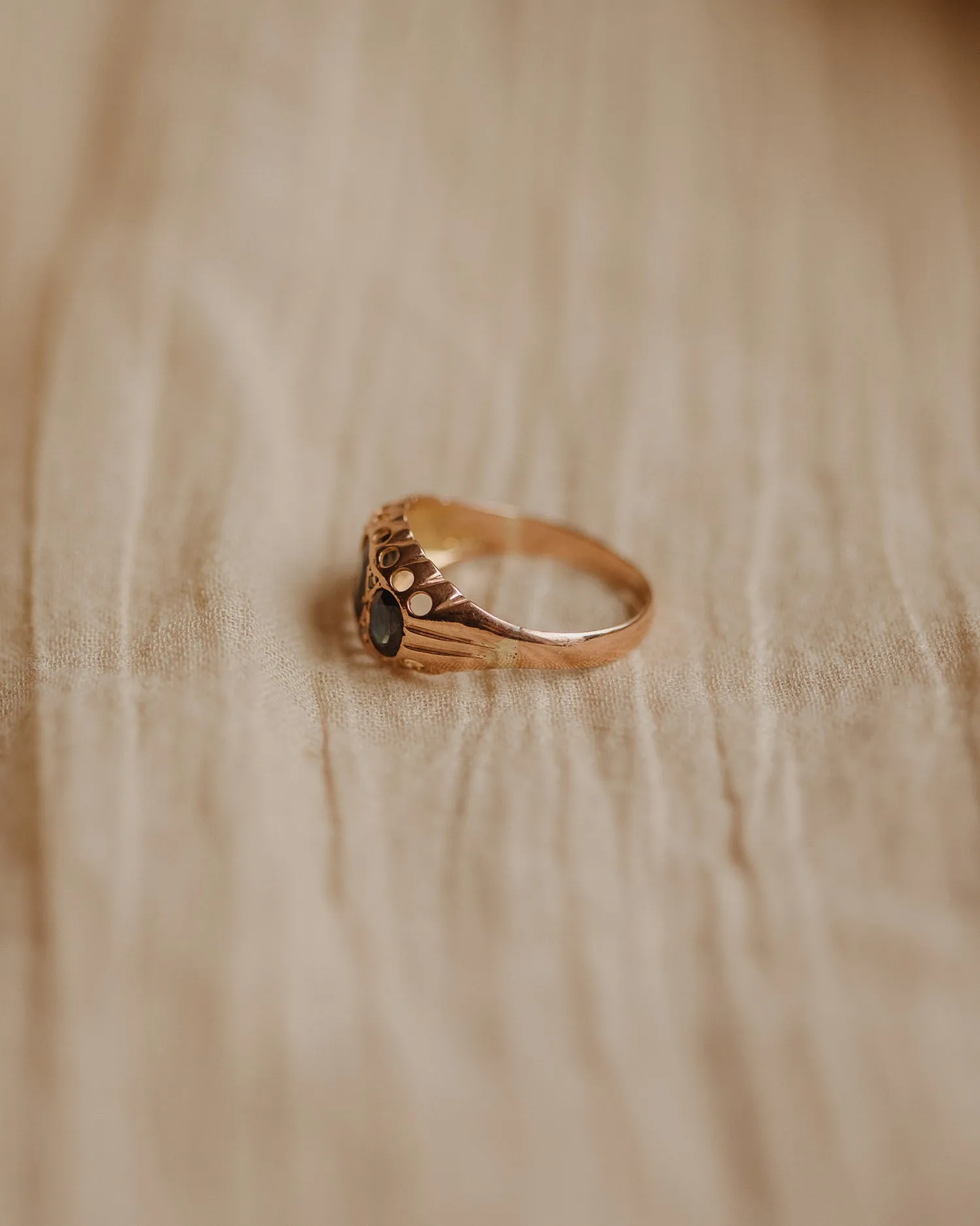 Victoria 1915 9ct Gold Vintage Sapphire & Diamond Ring sold by Rock n Rose product image thumbnail 5