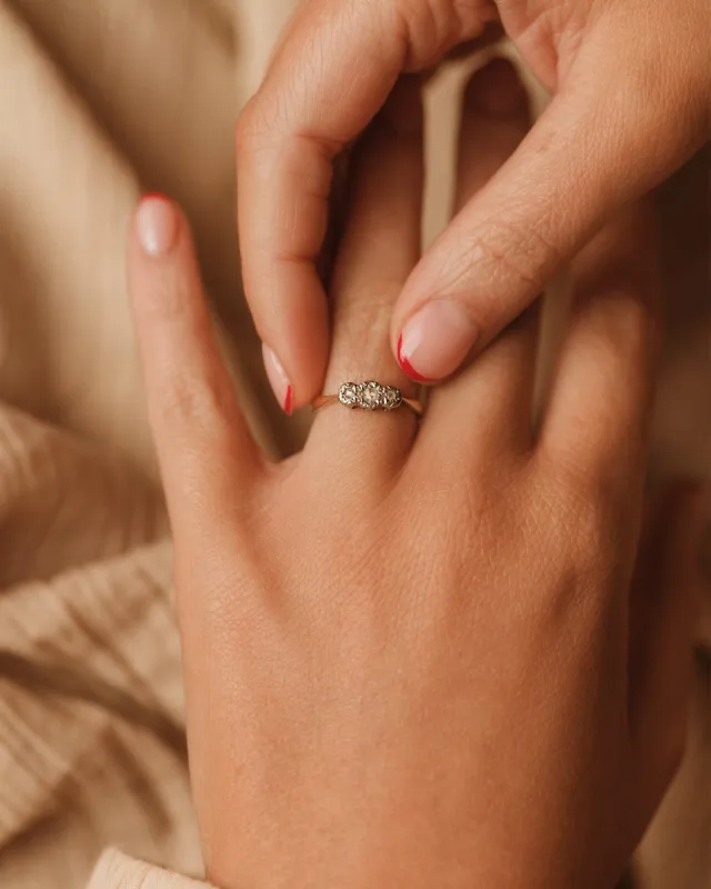 Guinevere 9ct Gold Diamond Trilogy Ring sold by Rock n Rose