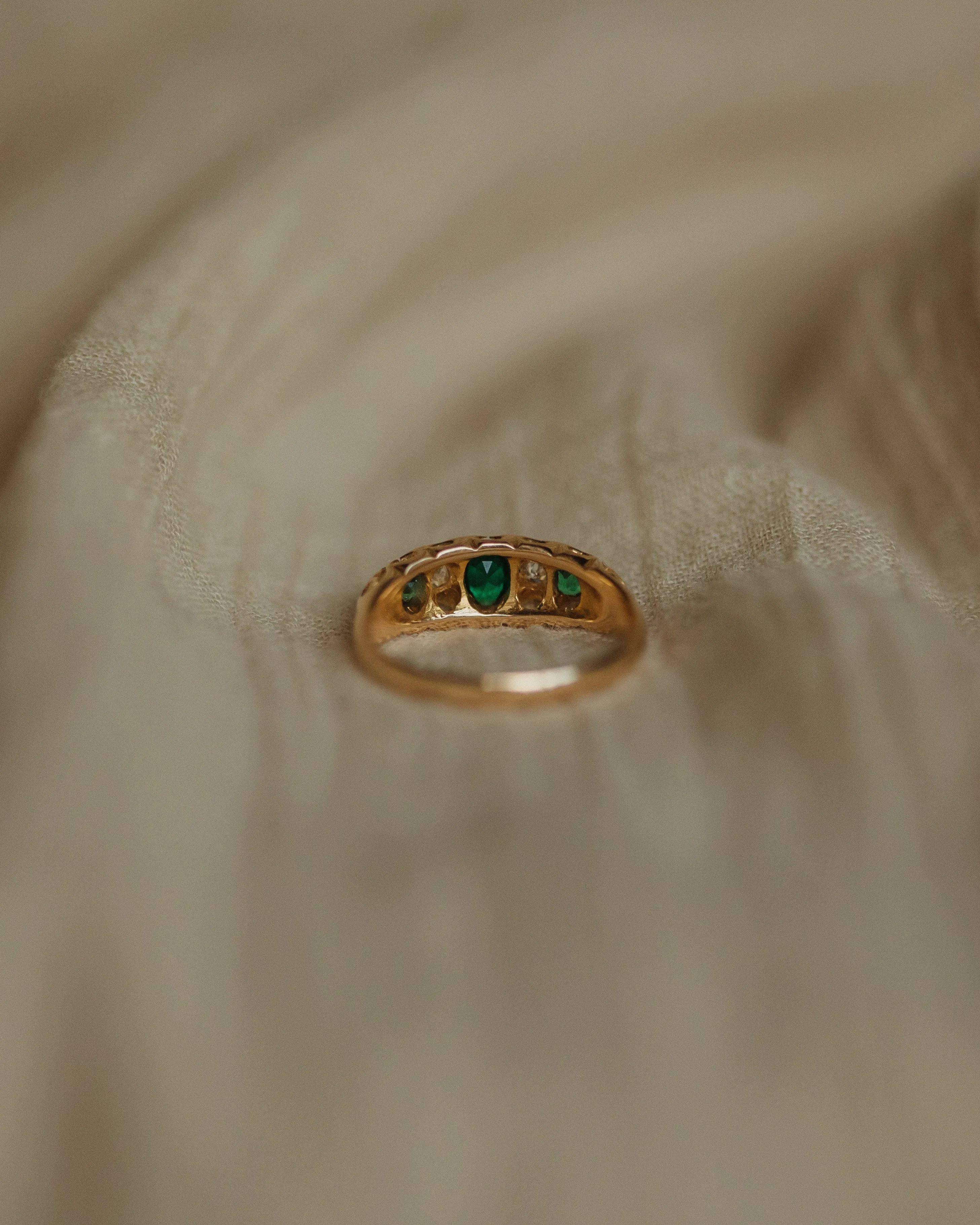 Hazel 1905 Antique Edwardian 18ct Gold Emerald & Diamond Ring sold by Rock n Rose product image thumbnail 5