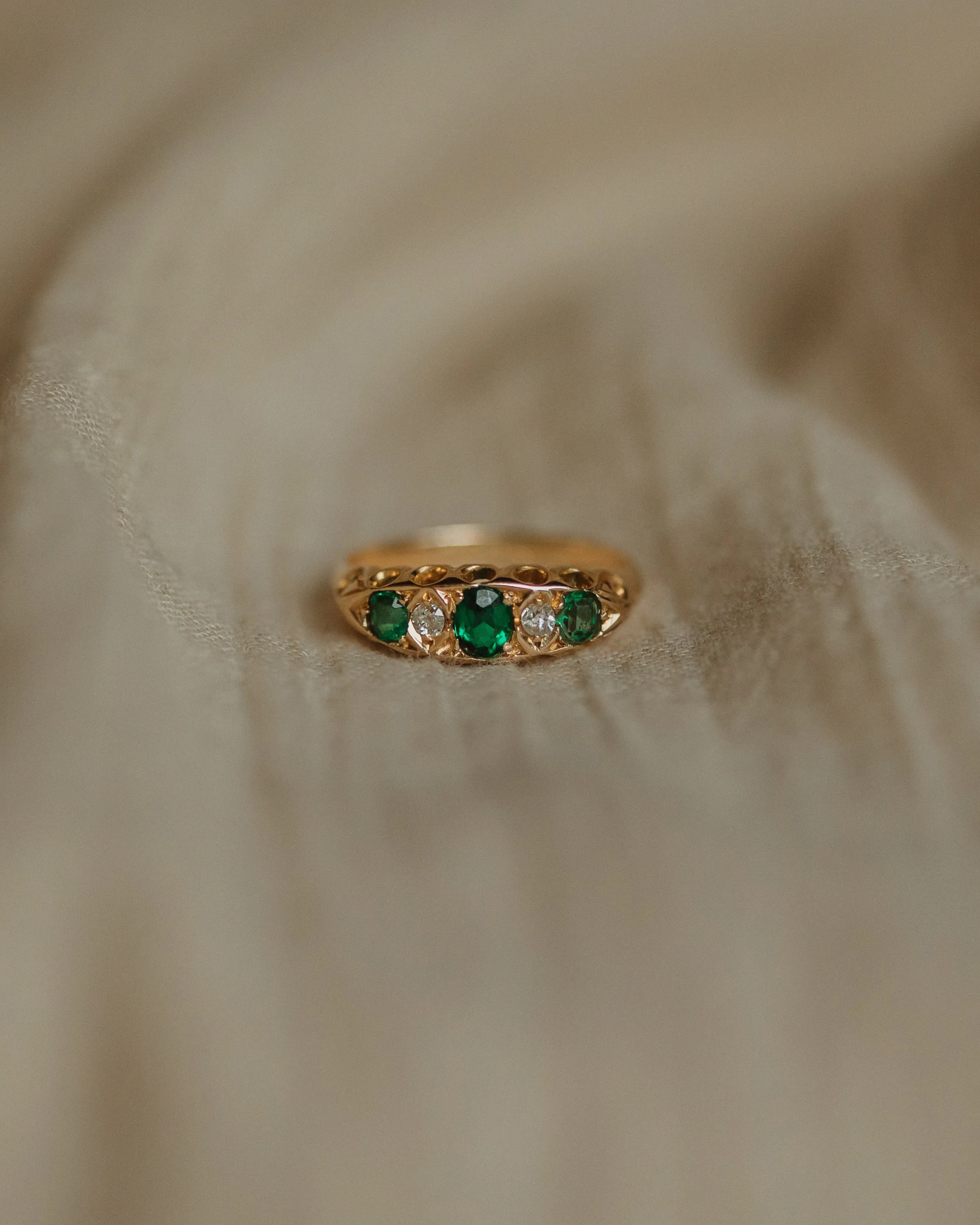 Hazel 1905 Antique Edwardian 18ct Gold Emerald & Diamond Ring sold by Rock n Rose product image thumbnail 3