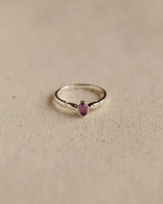 Joanie Sterling Silver Birthstone Ring - February sold by Rock n Rose