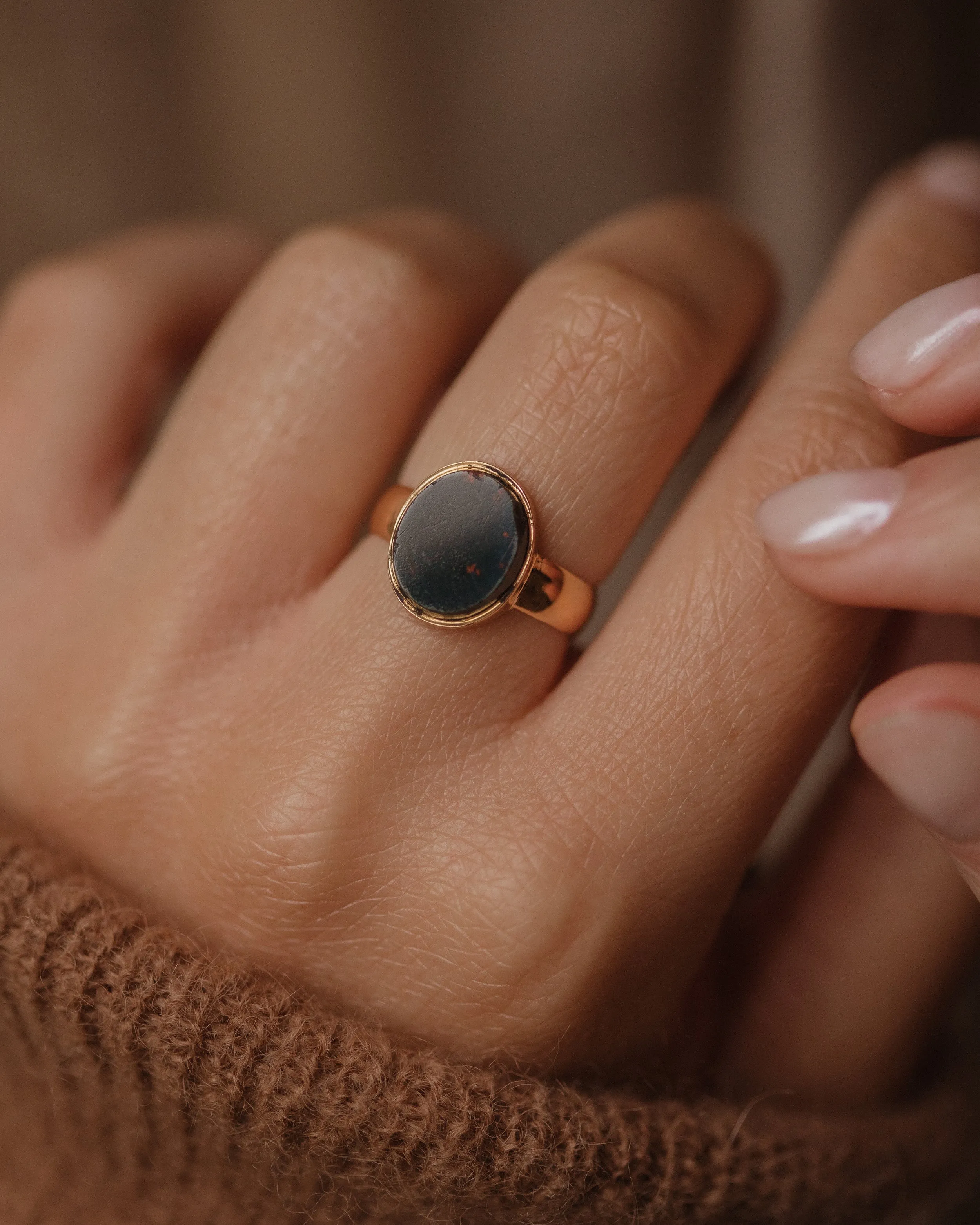Maud 1884 Antique Victorian 22ct Gold Bloodstone Ring sold by Rock n Rose