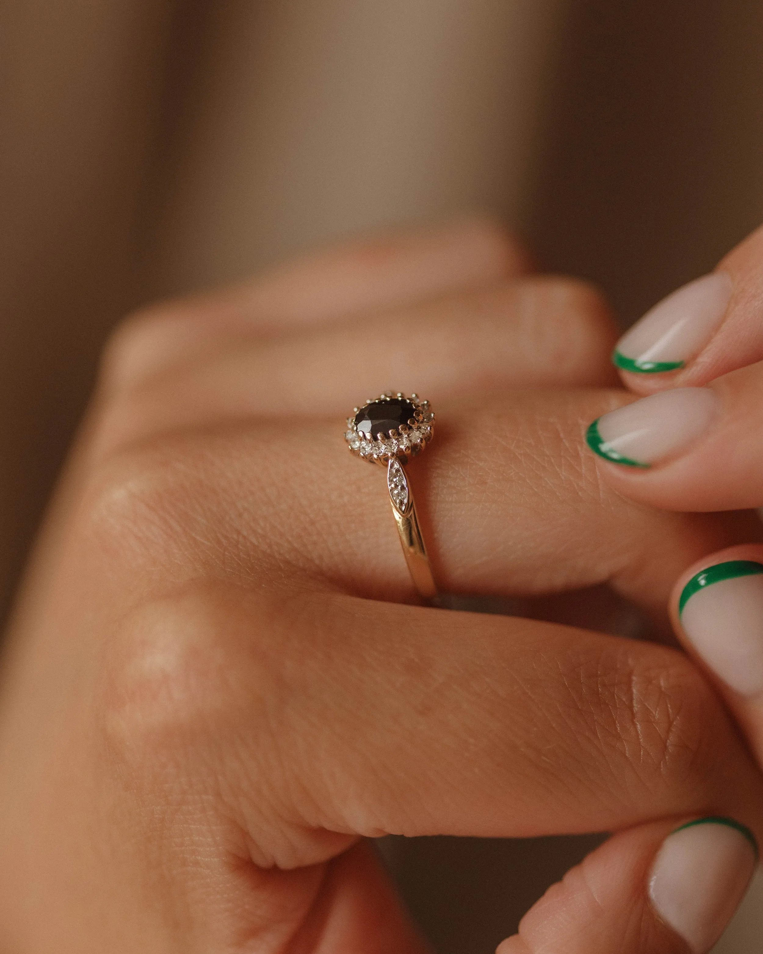 Maeve Vintage 9ct Gold Sapphire & Diamond Cluster Ring sold by Rock n Rose product image thumbnail 2