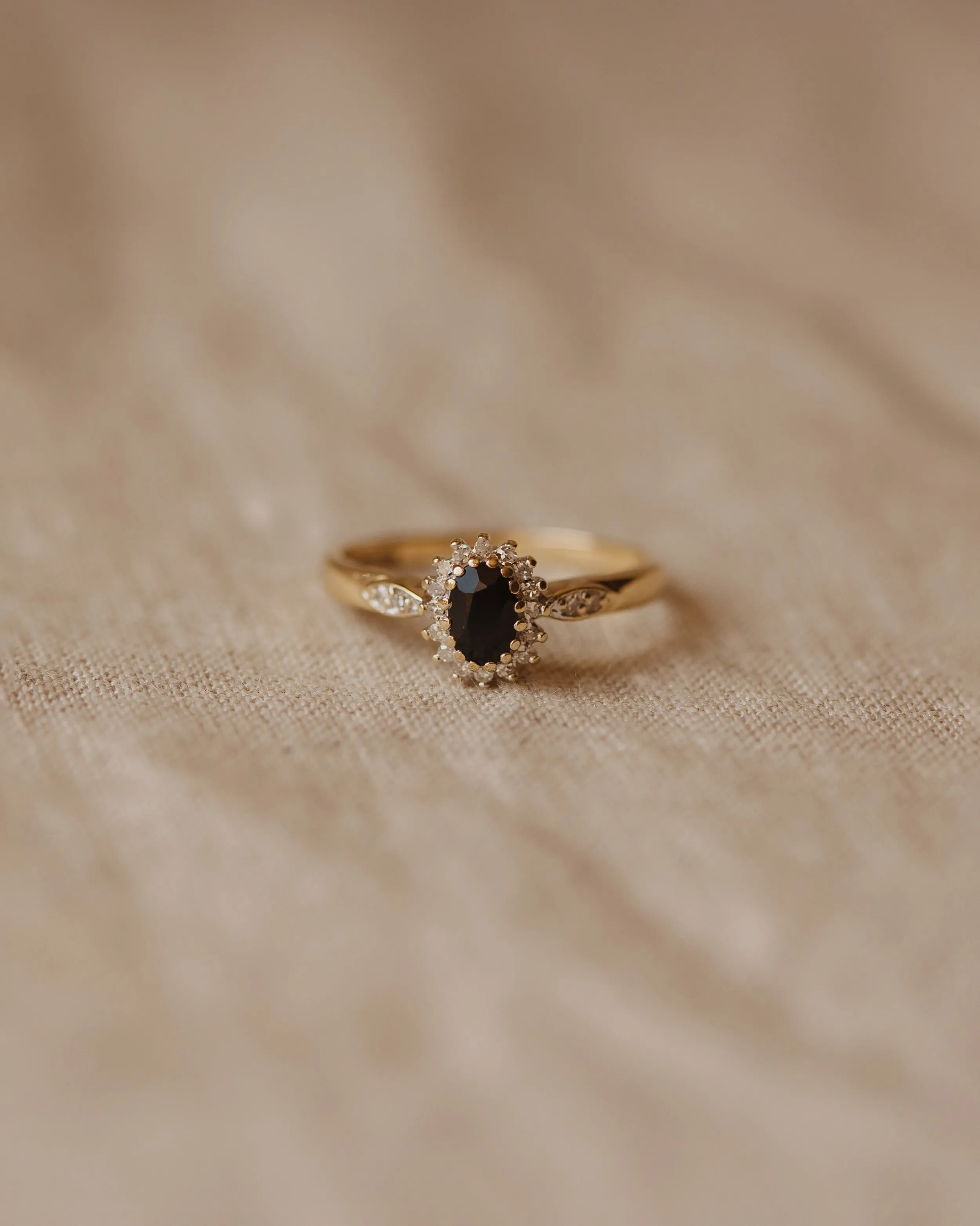 Maeve Vintage 9ct Gold Sapphire & Diamond Cluster Ring sold by Rock n Rose product image thumbnail 3