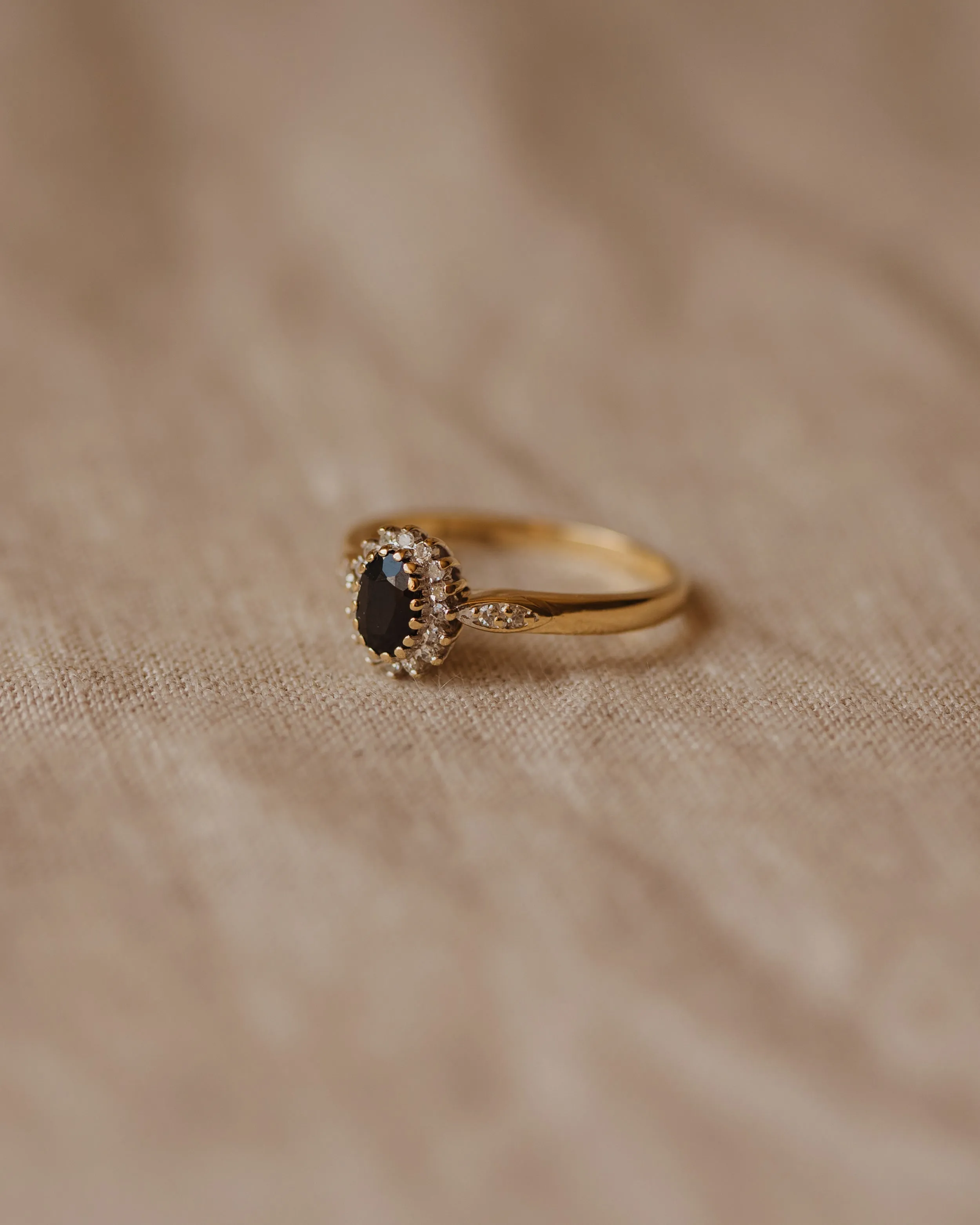 Maeve Vintage 9ct Gold Sapphire & Diamond Cluster Ring sold by Rock n Rose product image thumbnail 4