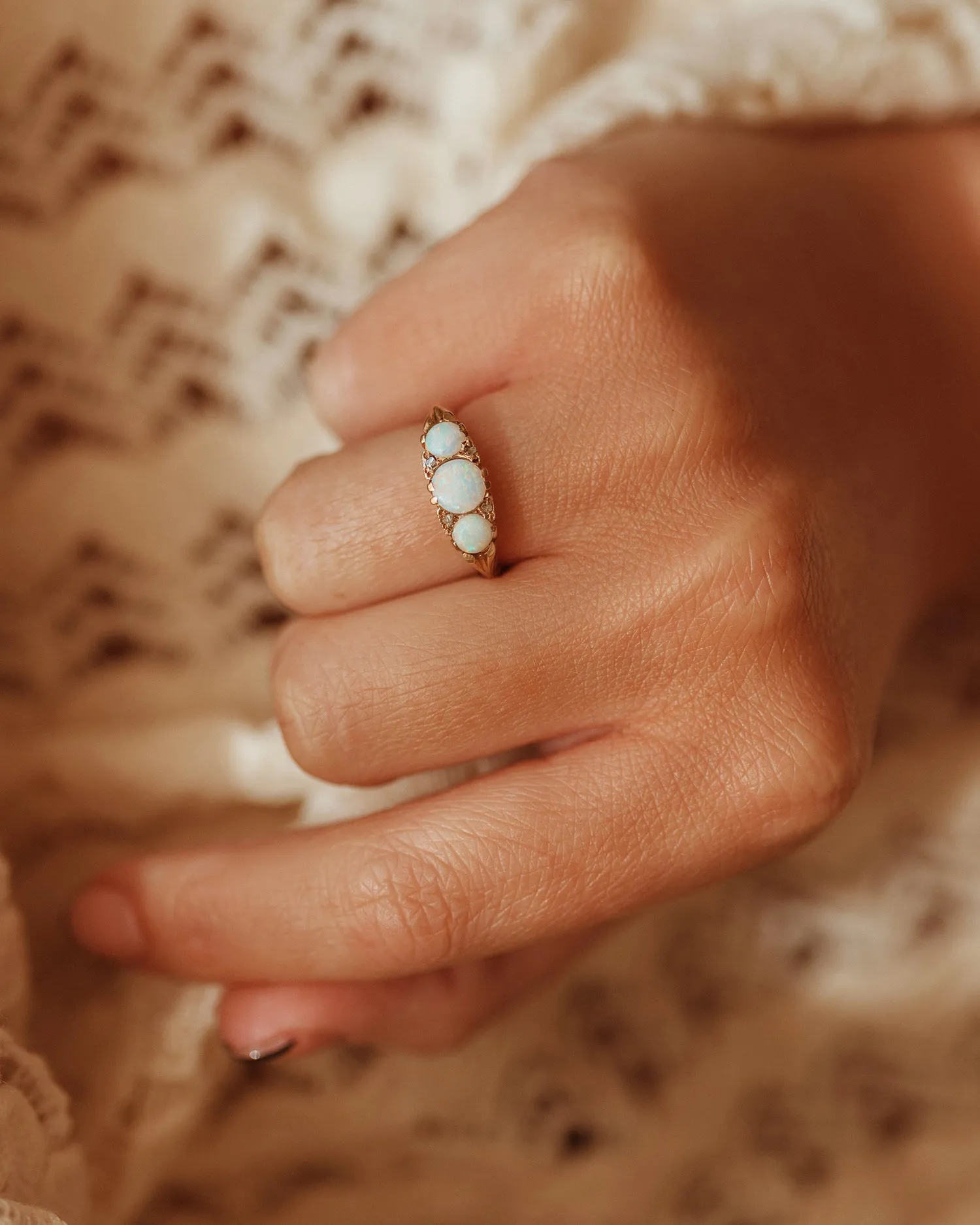 Bessie 9ct Gold Opal & Diamond Ring sold by Rock n Rose product image thumbnail 2