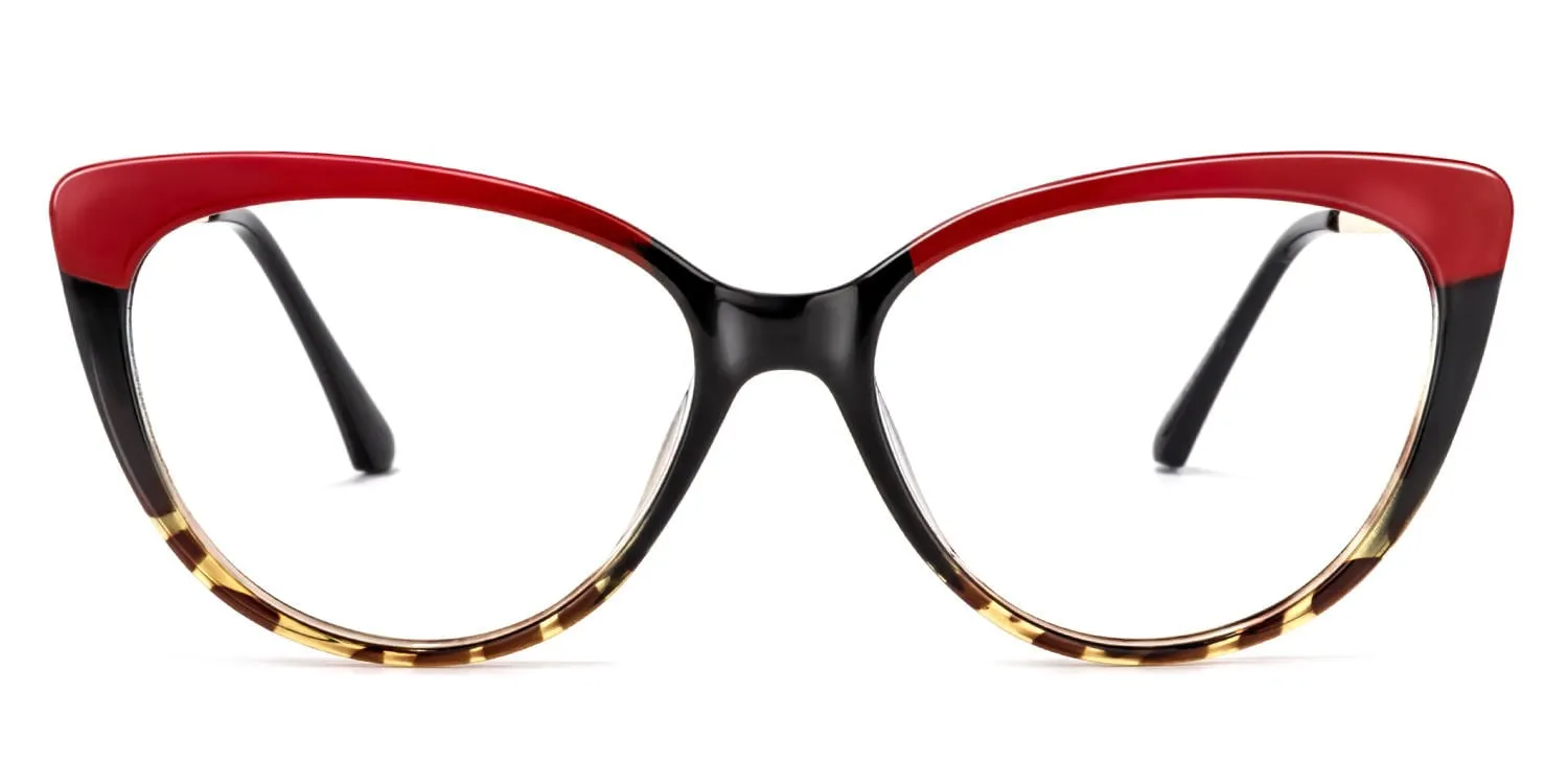 Trudie - Bold Cat-Eye Red & Black Tortoise Frame Glasses sold by Vooglam product image thumbnail 2