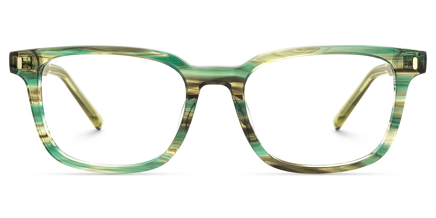 Lajos - Rectangle Green Eyeglasses sold by Vooglam