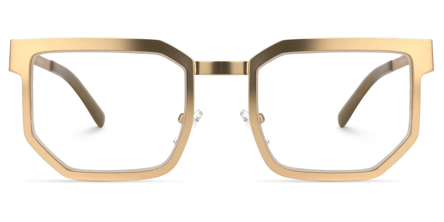 Resa - Rectangle Gold Frame Glasses Eclectic Style sold by Vooglam