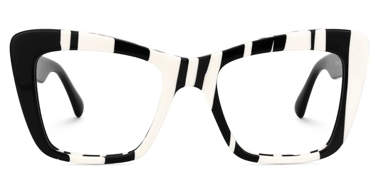 Dewanna - Rectangle Black/White Eyeglasses sold by Vooglam