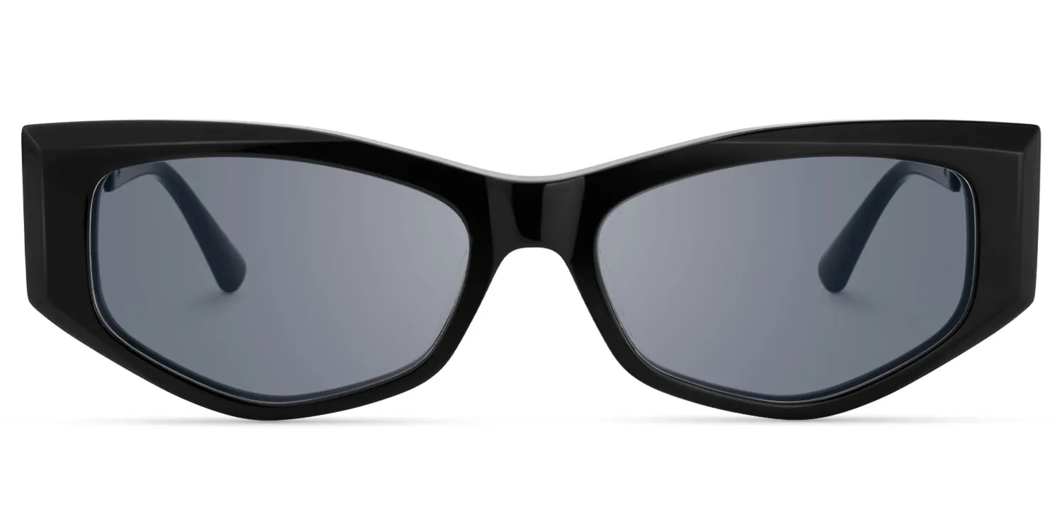 Tahiya - Geometric Black Sunglasses sold by Vooglam