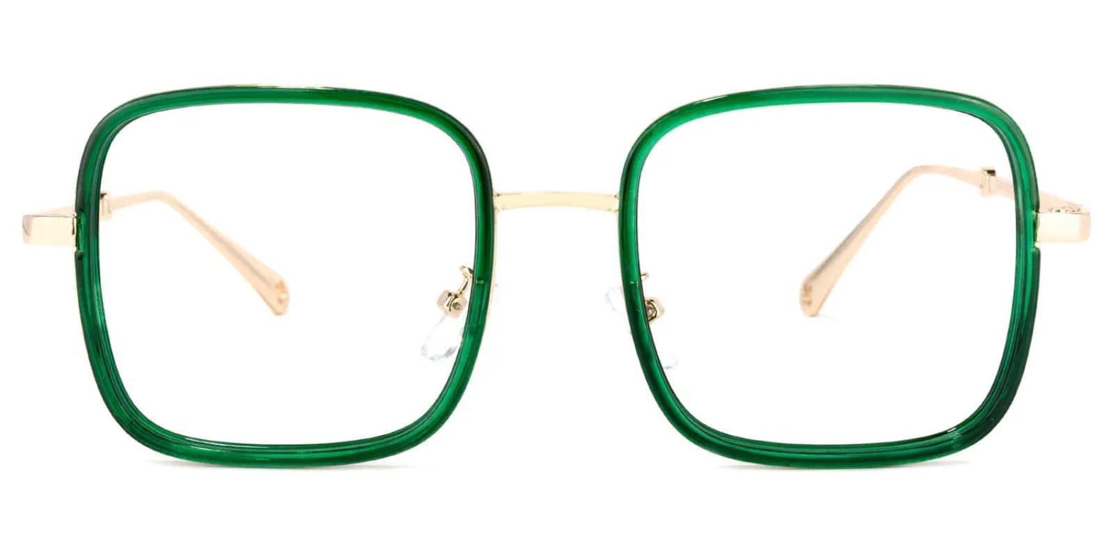 Jace - Trendy Green Square Glasses Gold Temples sold by Vooglam