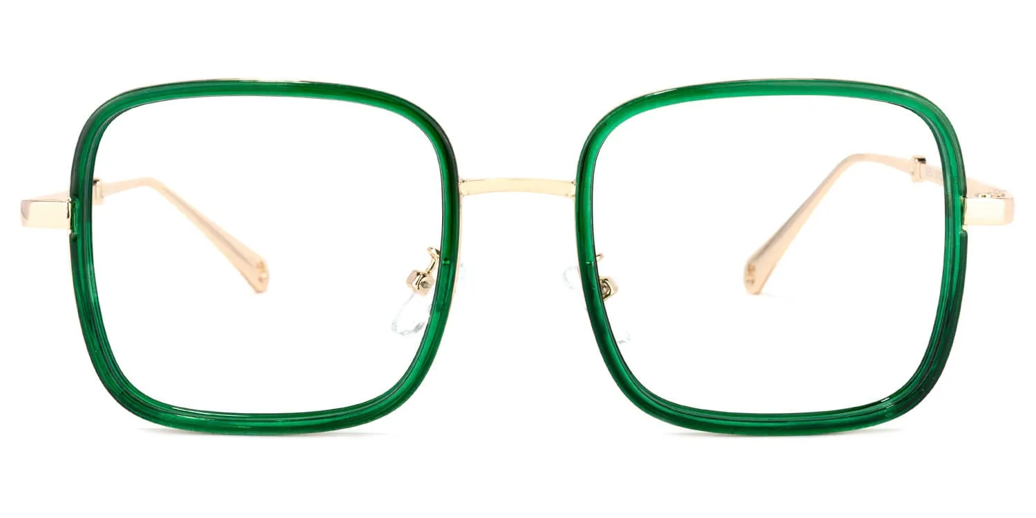 Jace - Trendy Green Square Glasses Gold Temples sold by Vooglam product image thumbnail 2