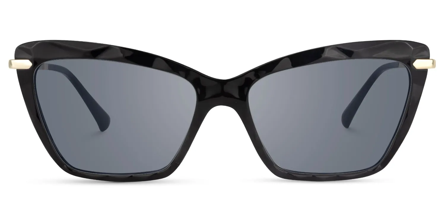 Annie - Elegant Black Rectangle Frame Sunglasses sold by Vooglam