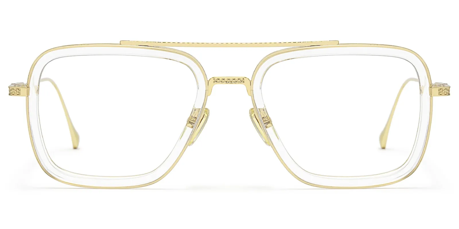 Alvira - Clear Aviator Glasses Gold Frame sold by Vooglam