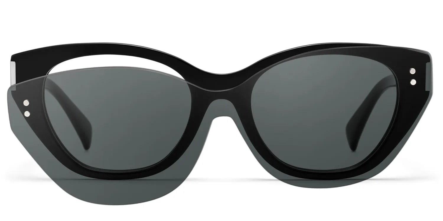 Cicely - Black Cat Eye Sunglasses sold by Vooglam
