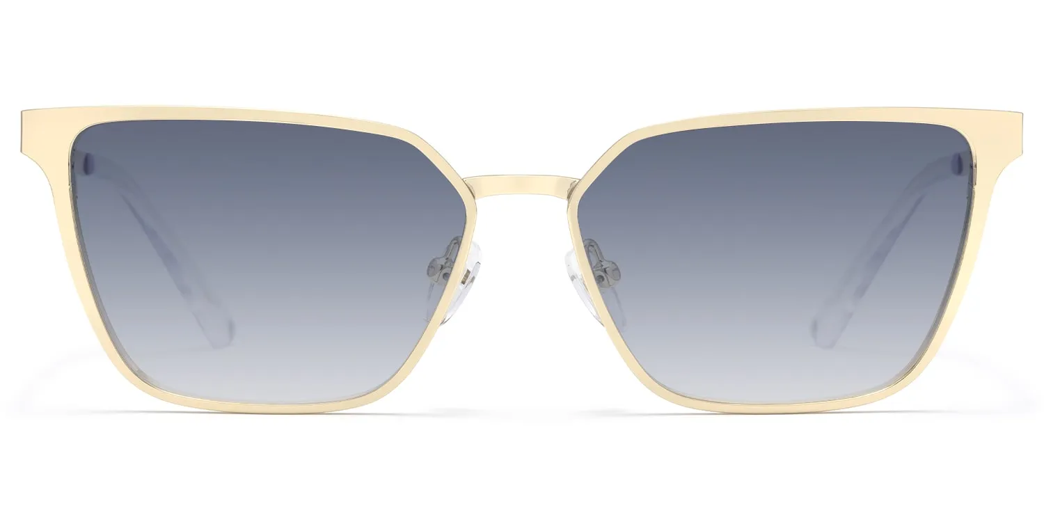 Hologram - Rectangle Gold Sunglasses sold by Vooglam