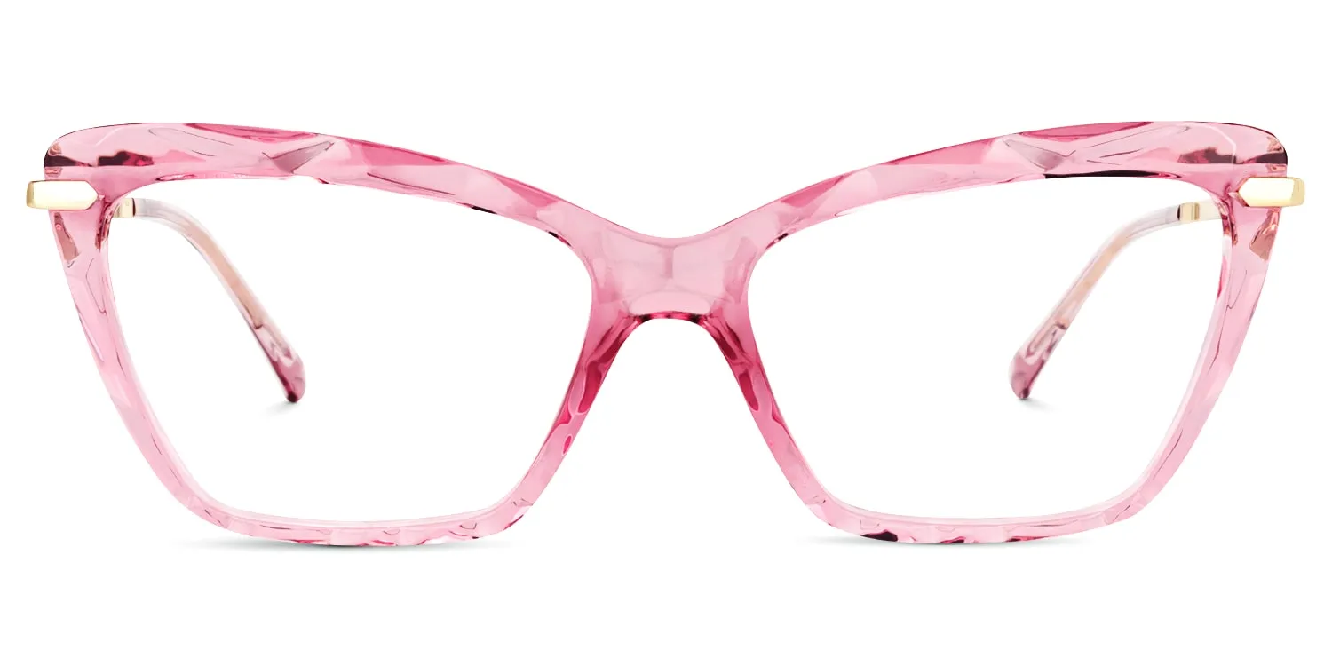 Annie - Bold Rectangle Pink Frame Eyeglasses sold by Vooglam