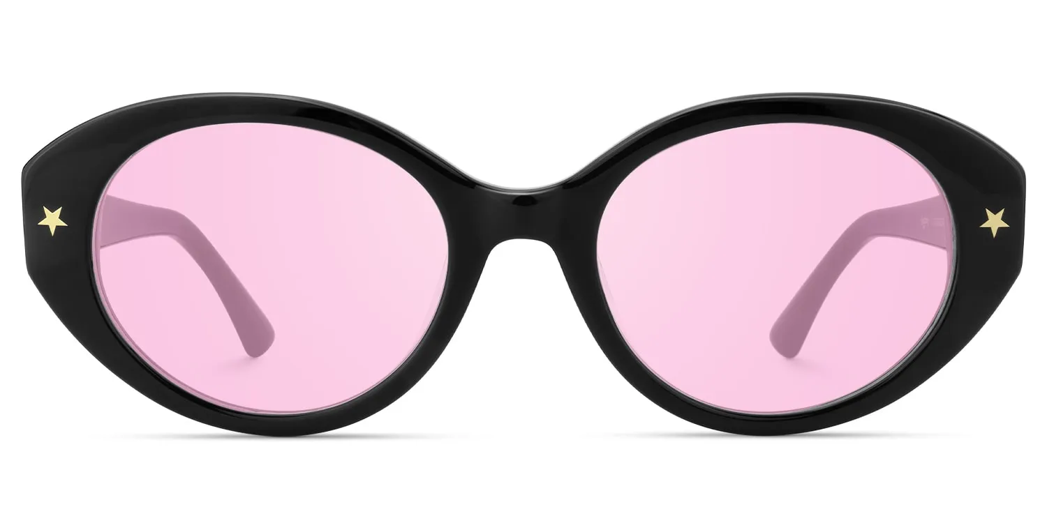 Starlust - Oval Black Sunglasses sold by Vooglam
