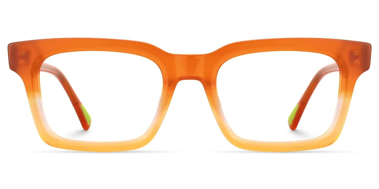 Vivienne - Rectangle Orange Eyeglasses sold by Vooglam
