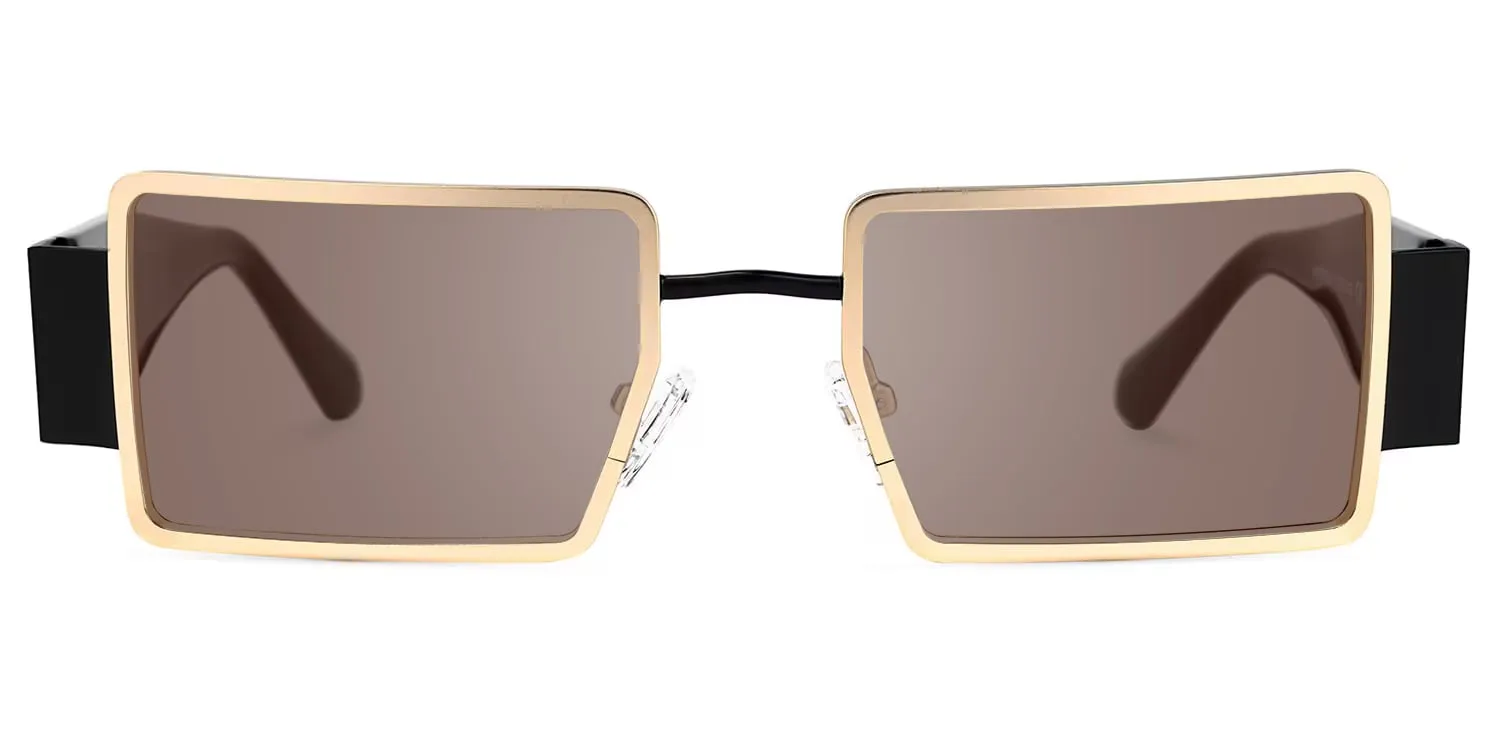 Anitta - Gold Rim Rectangular Sunglasses Bold Temples sold by Vooglam product image thumbnail 2