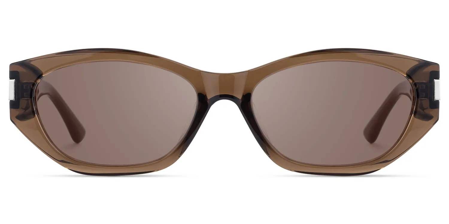 Reign - Geometric Brown Sunglasses sold by Vooglam