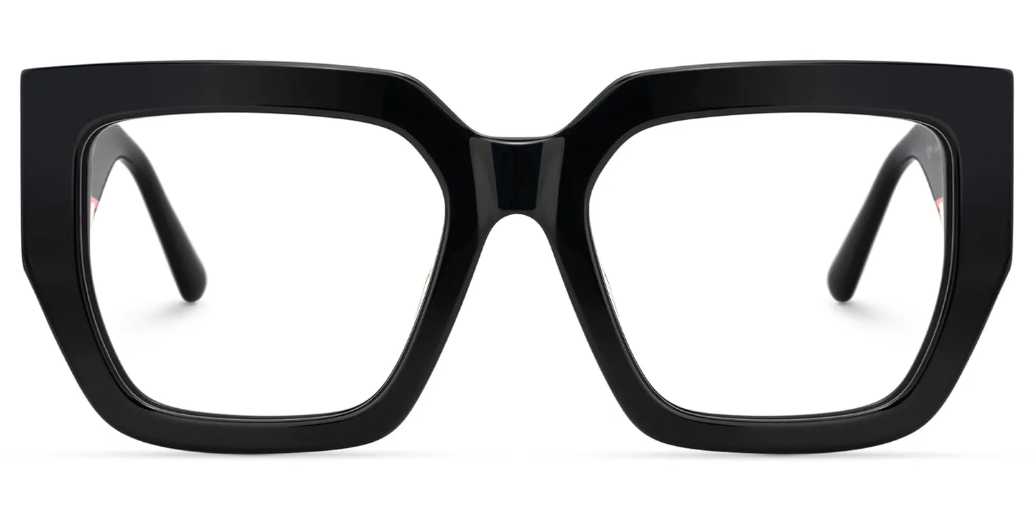 Nina - Square Black Eyeglasses sold by Vooglam