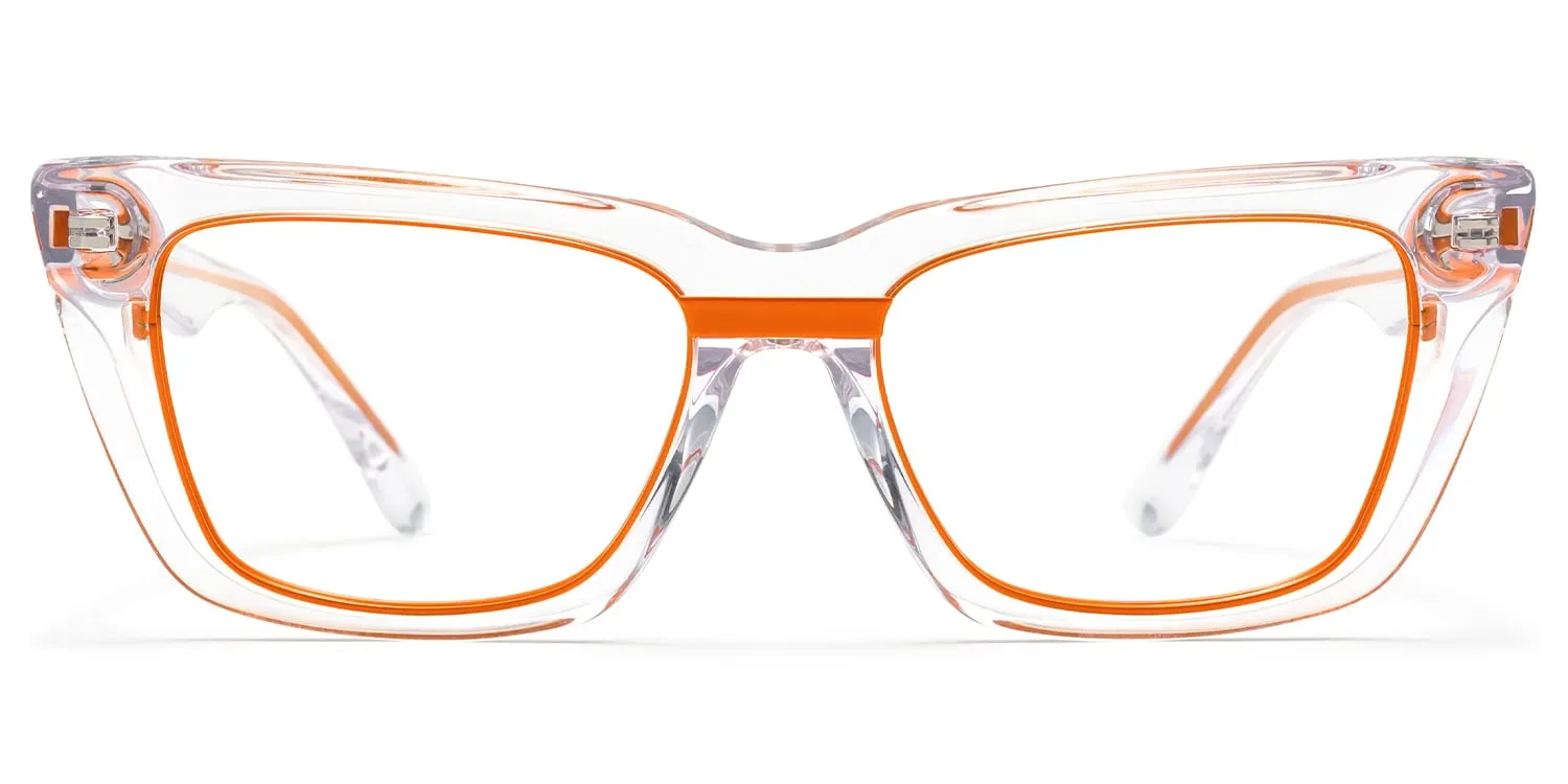 Axiom - Rectangle Orange Eyeglasses sold by Vooglam