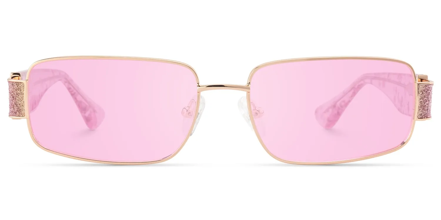 Alexandra - Rectangle Pink Sunglasses sold by Vooglam