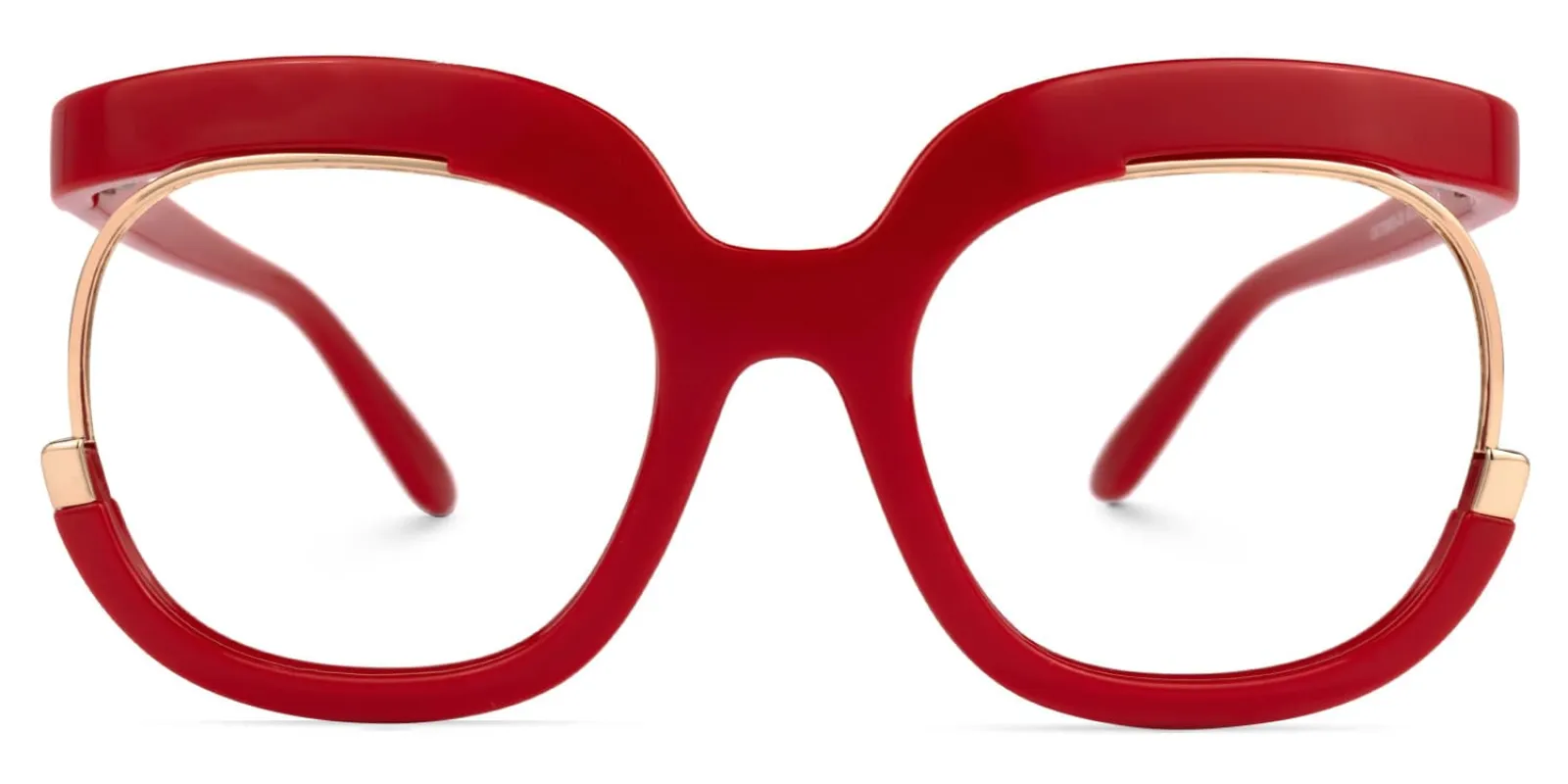 Fredia - Red and Gold Details Avant-Garde Glasses sold by Vooglam