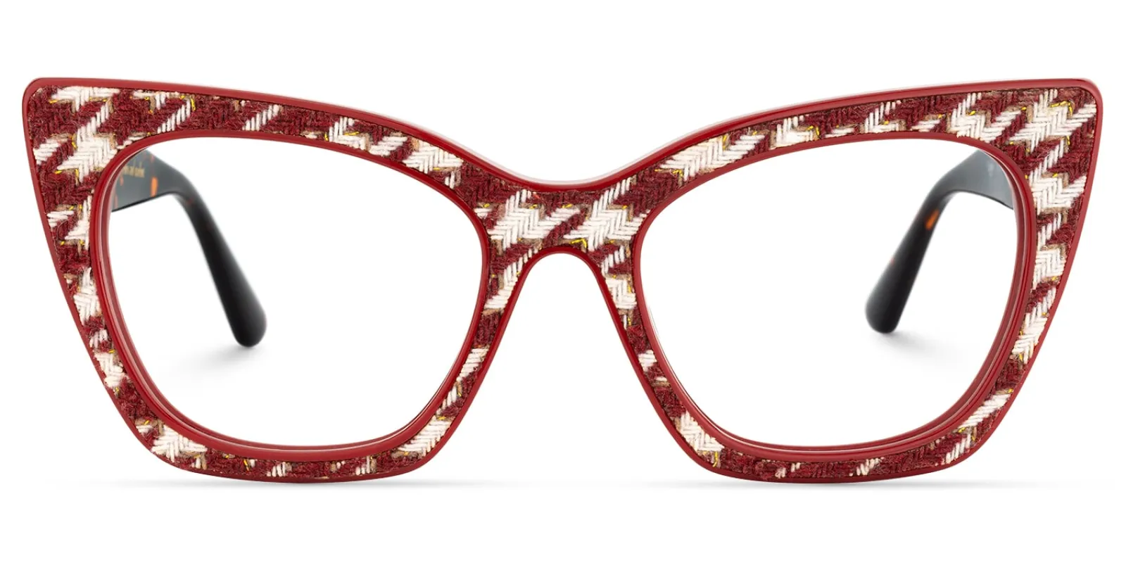 Tanna - Classic Houndstooth Pattern Red Glasses sold by Vooglam