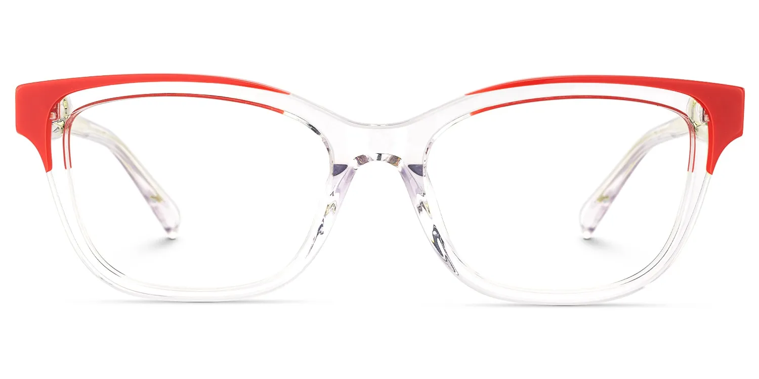 Welty - Rectangle Red Eyeglasses sold by Vooglam