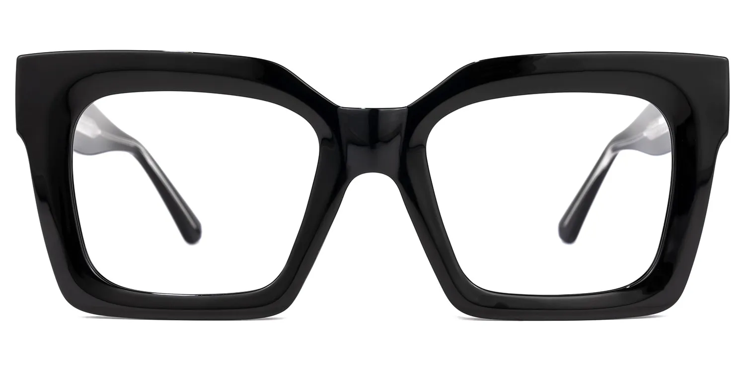 Pacheco - Black Chunky Oversized Square Glasses sold by Vooglam
