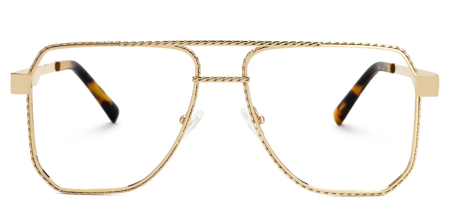 Fidelina - Aviator Gold Eyeglasses sold by Vooglam