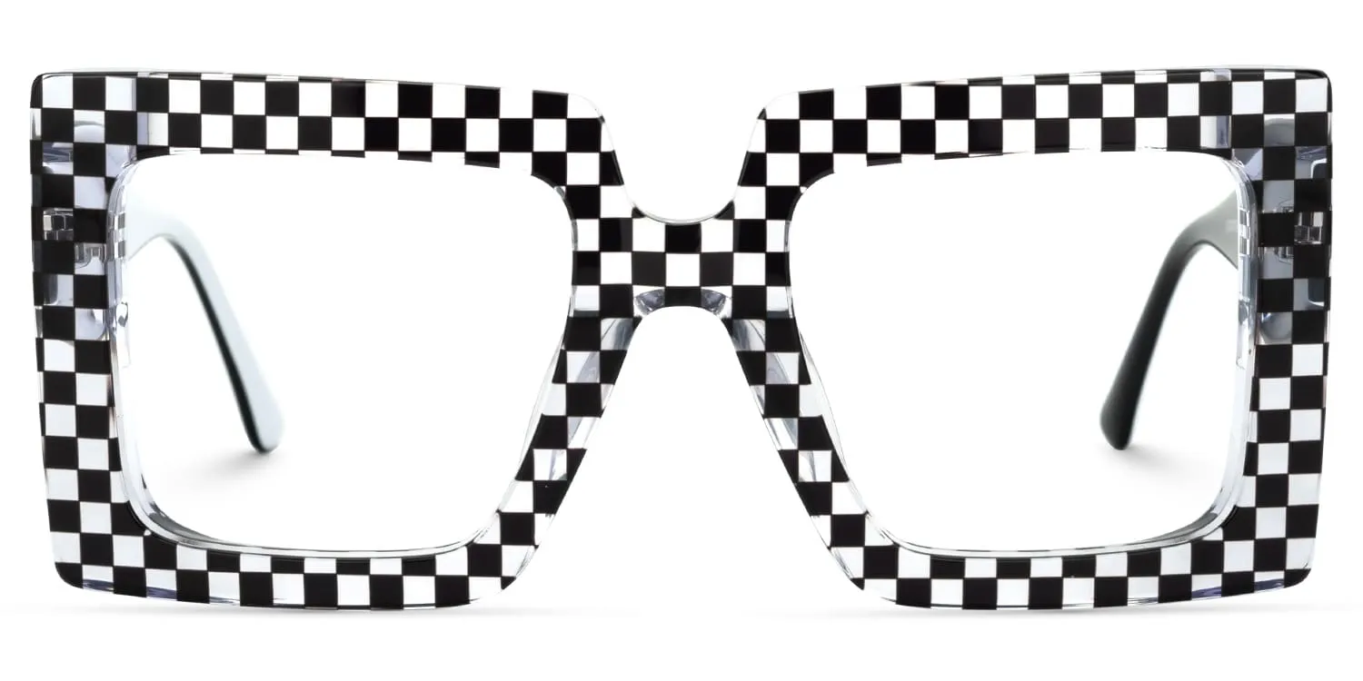 Ferial - Square Black & Crystal Checkered Glasses sold by Vooglam product image thumbnail 2