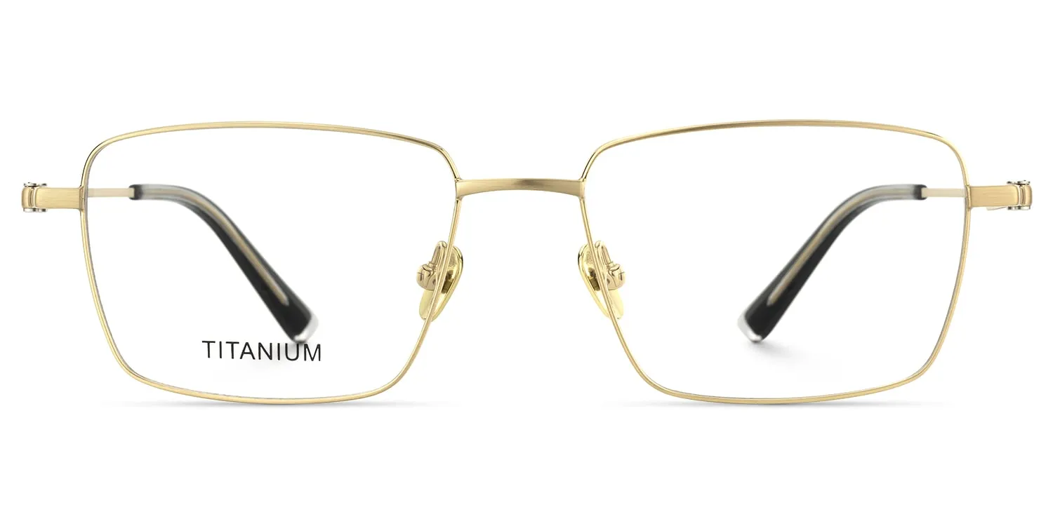 Mono - Rectangle Gold Eyeglasses sold by Vooglam