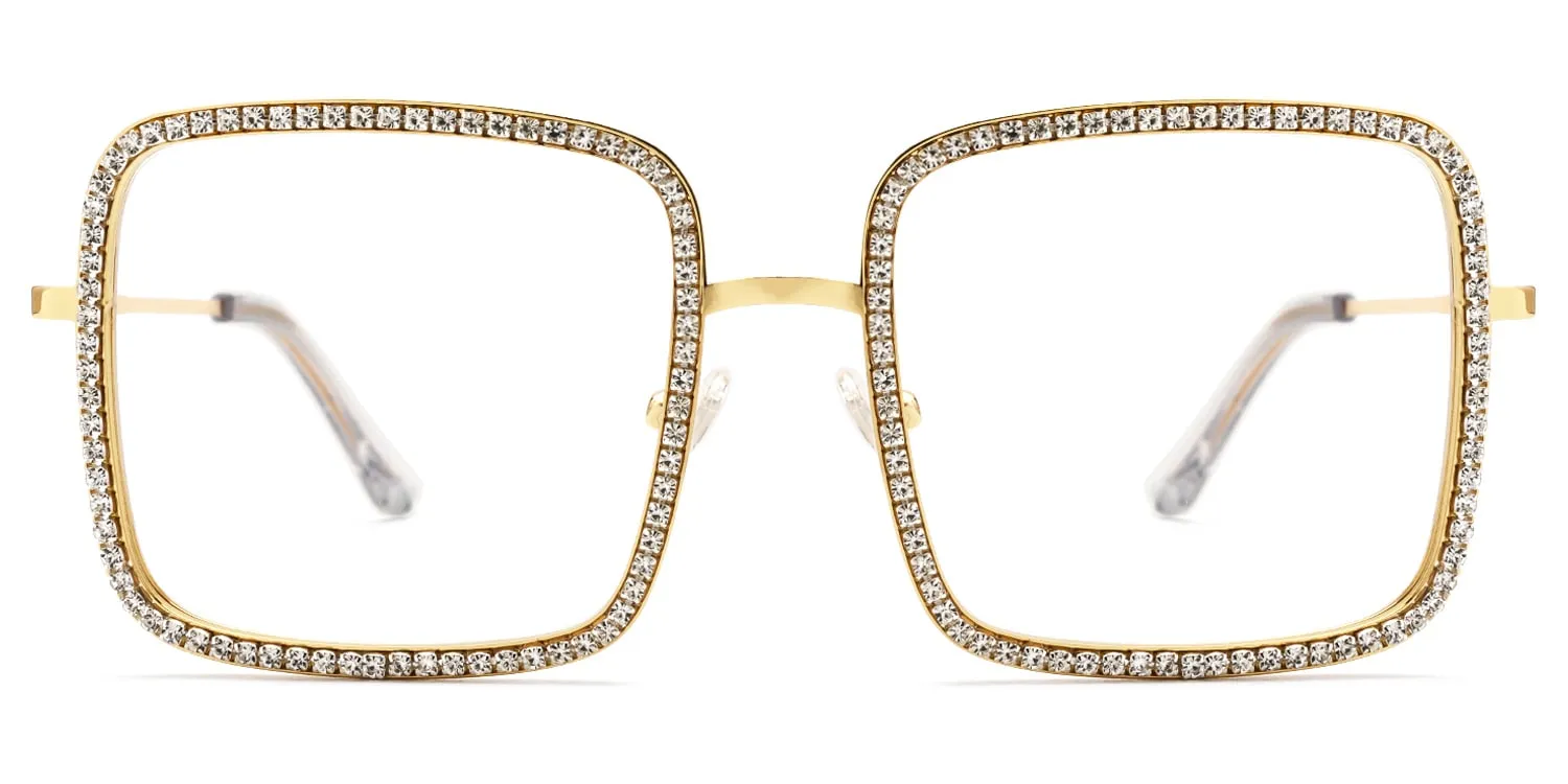 Kafele - Square Gold Eyeglasses sold by Vooglam