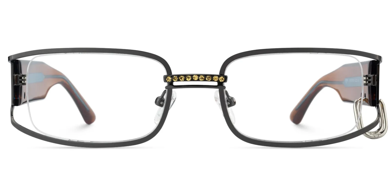Riff - Rectangle Grey Eyeglasses made by Vooglam