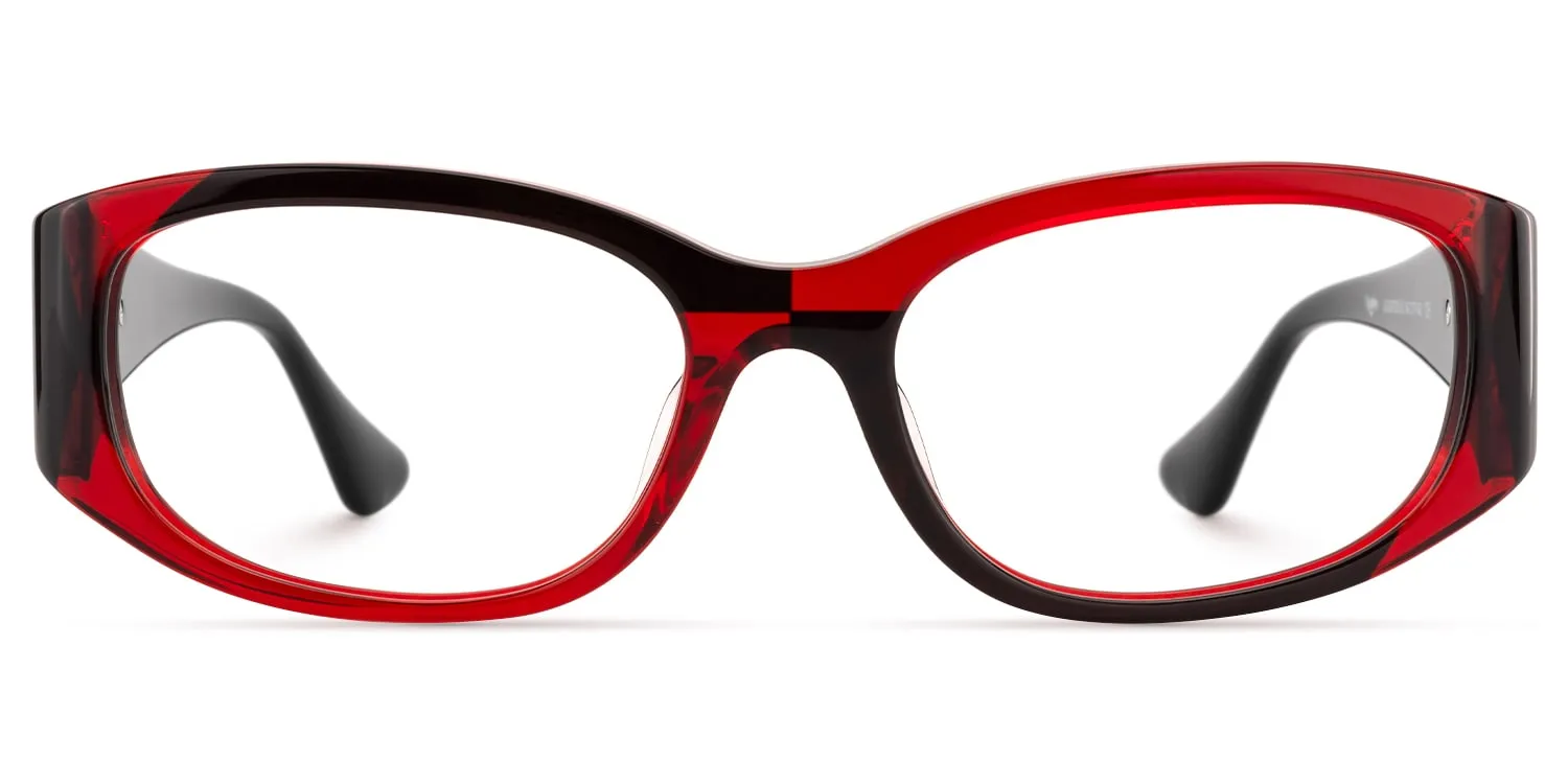 Claire - Rectangle Black/Red Eyeglasses sold by Vooglam