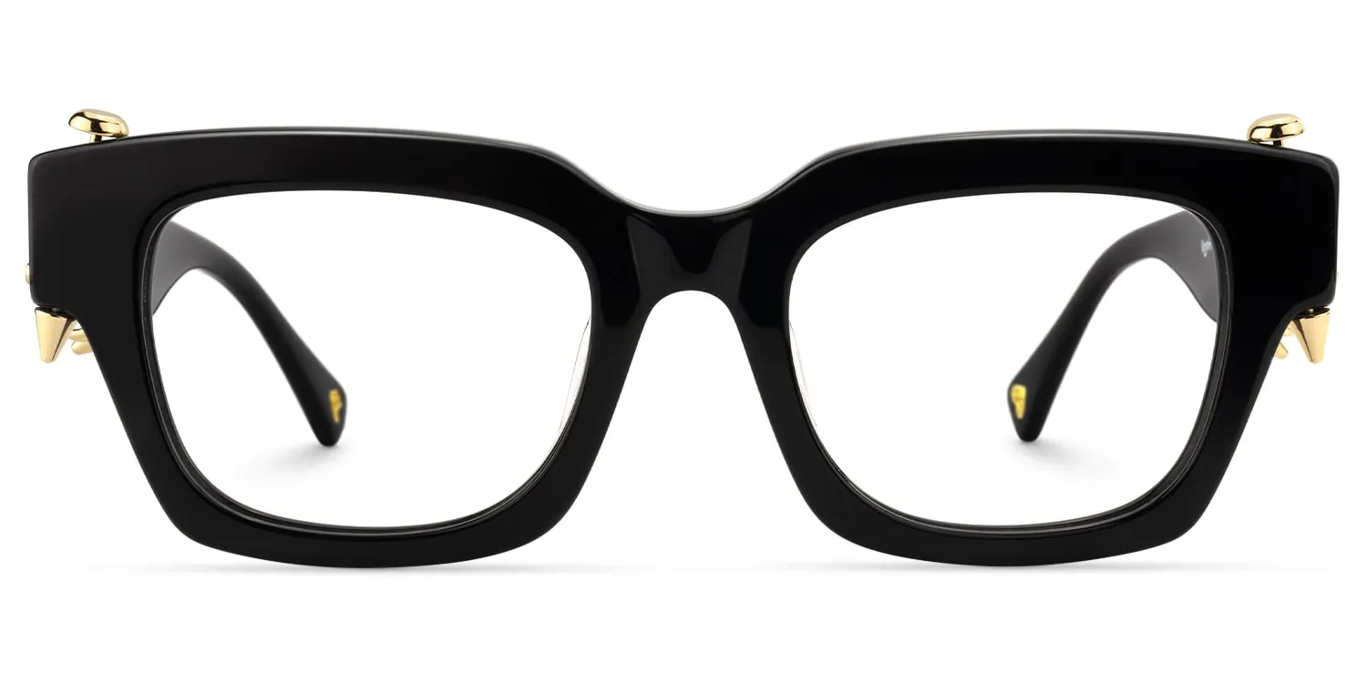 Sabrina - Rectangle Black Eyeglasses sold by Vooglam