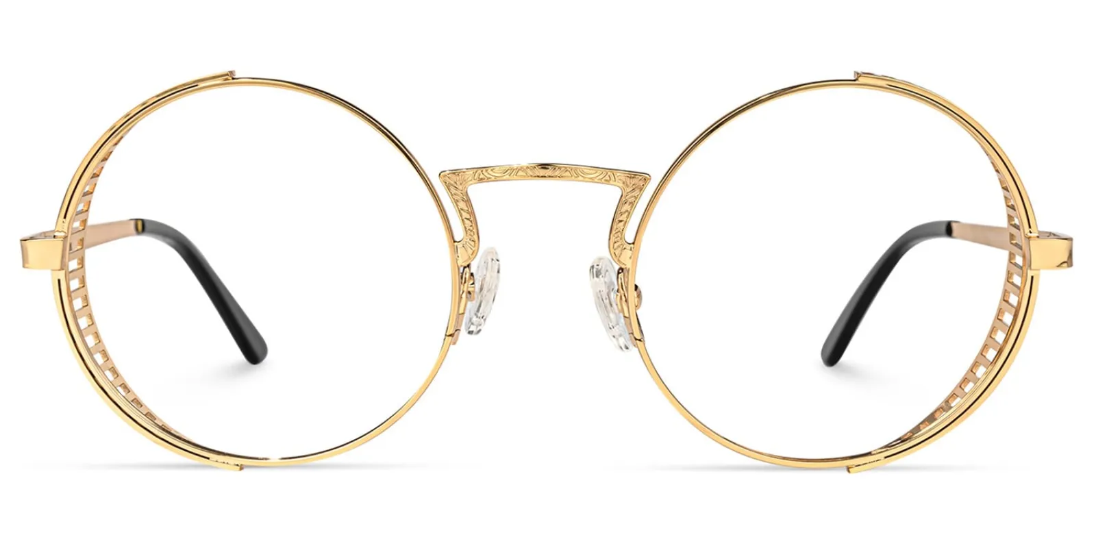 Rojas - Vintage-inspired Gold Round Eyeglasses sold by Vooglam