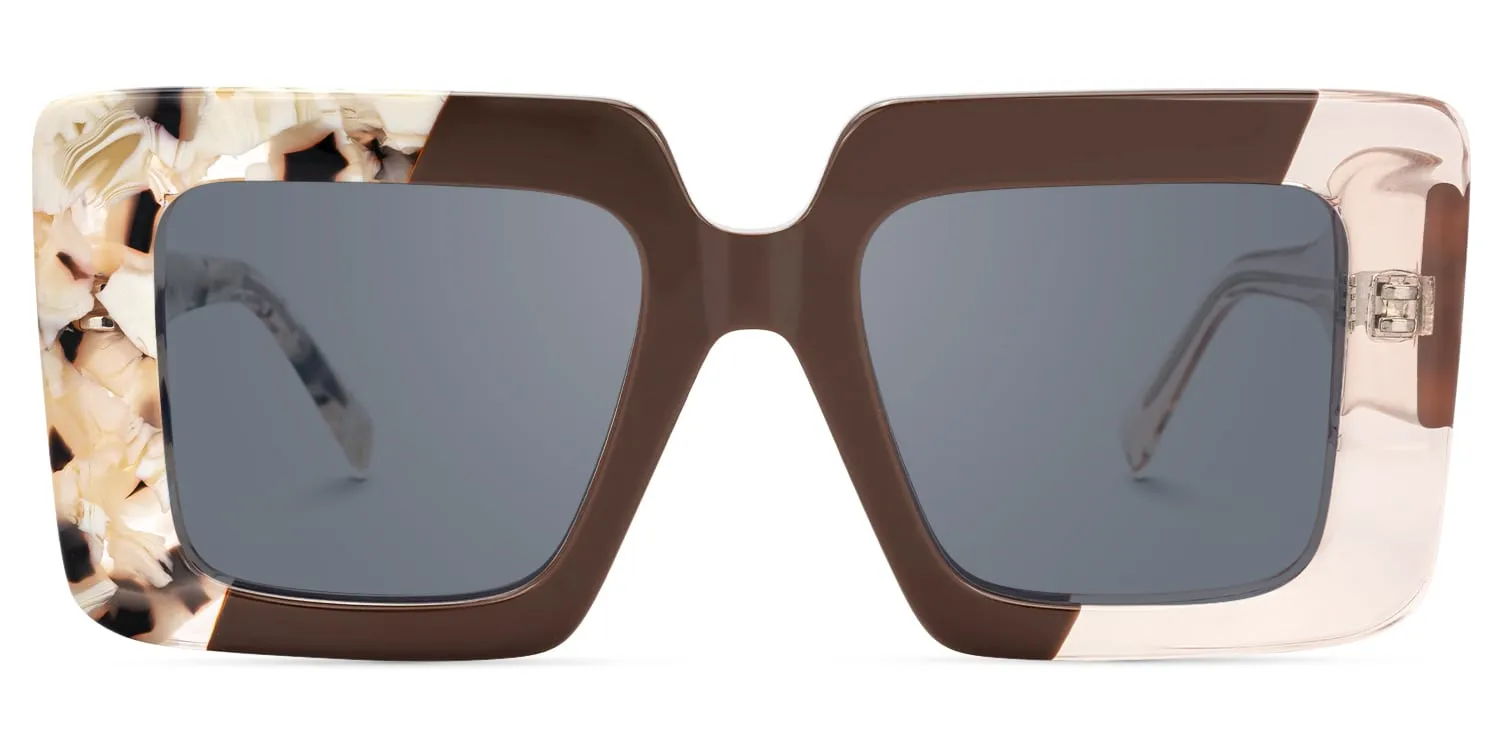 Valora - Square Brown Sunglasses sold by Vooglam product image thumbnail 2