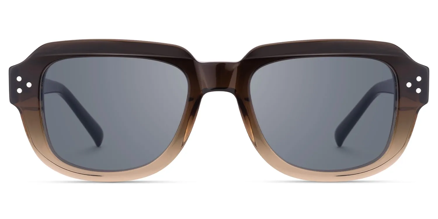 Hale - Rectangle Brown Sunglasses sold by Vooglam