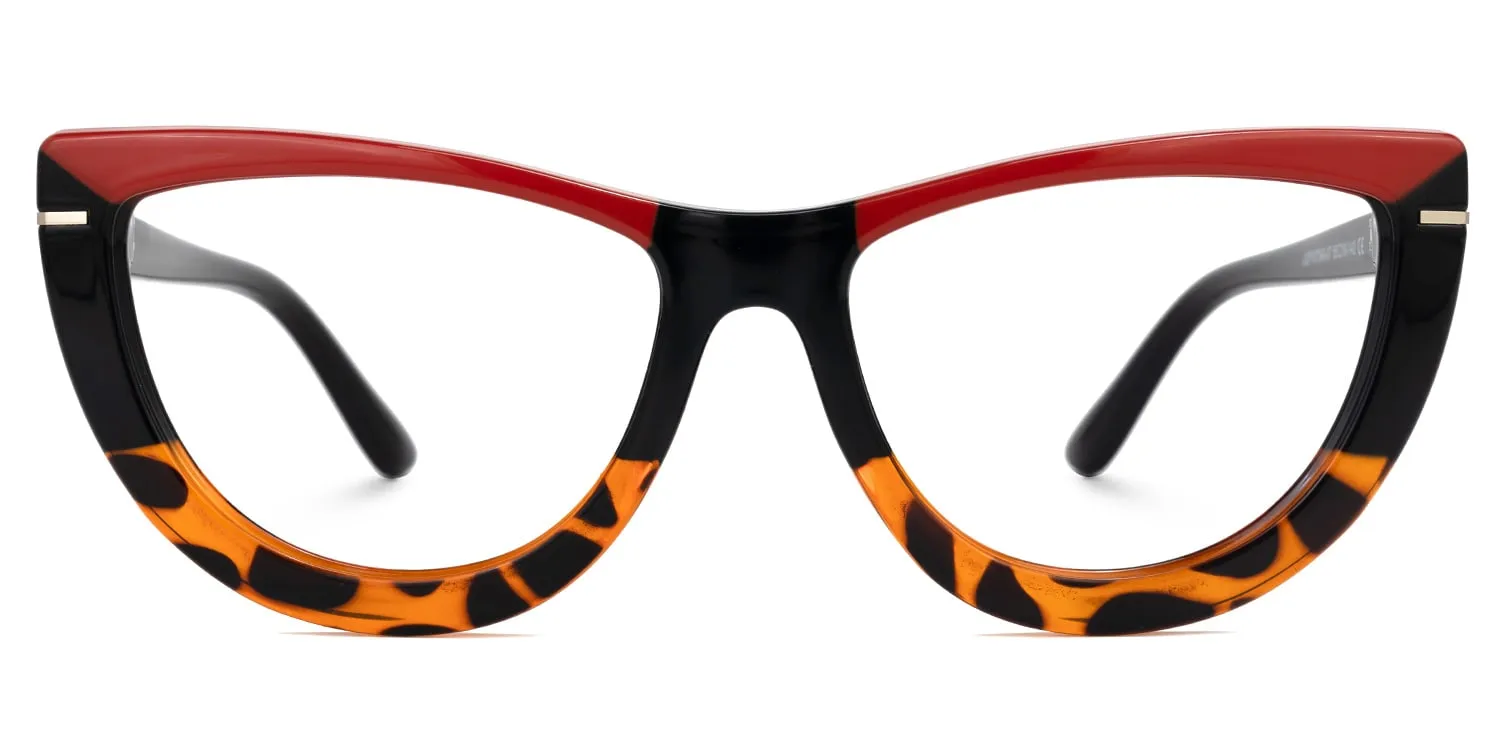 Rhea - Bold Retro Glasses with Tortoiseshell & Red sold by Vooglam product image thumbnail 2