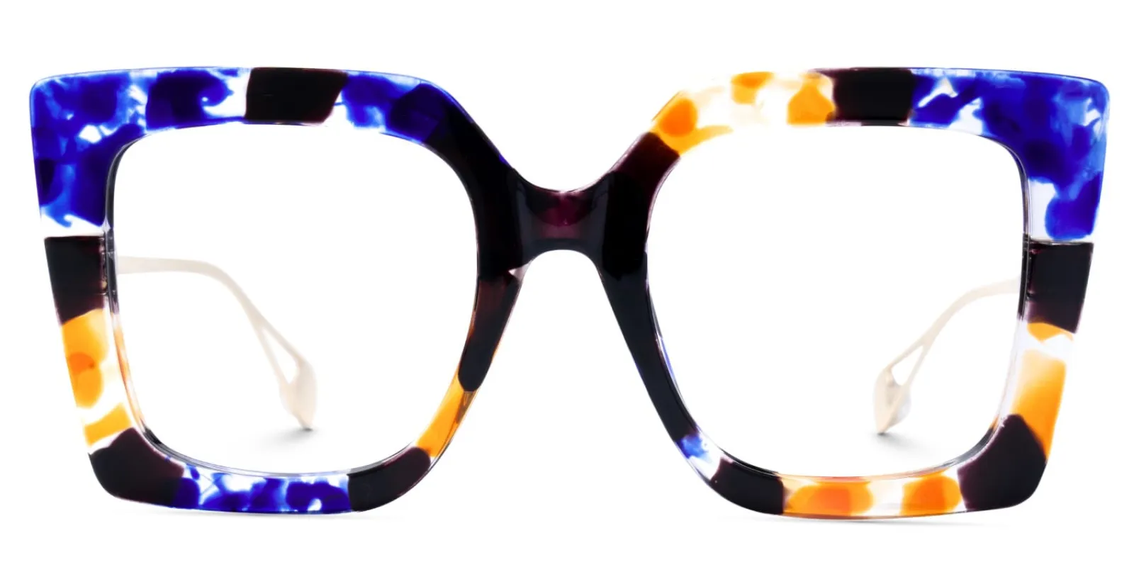 Adrienne - Square Blue Floral Eyeglasses sold by Vooglam
