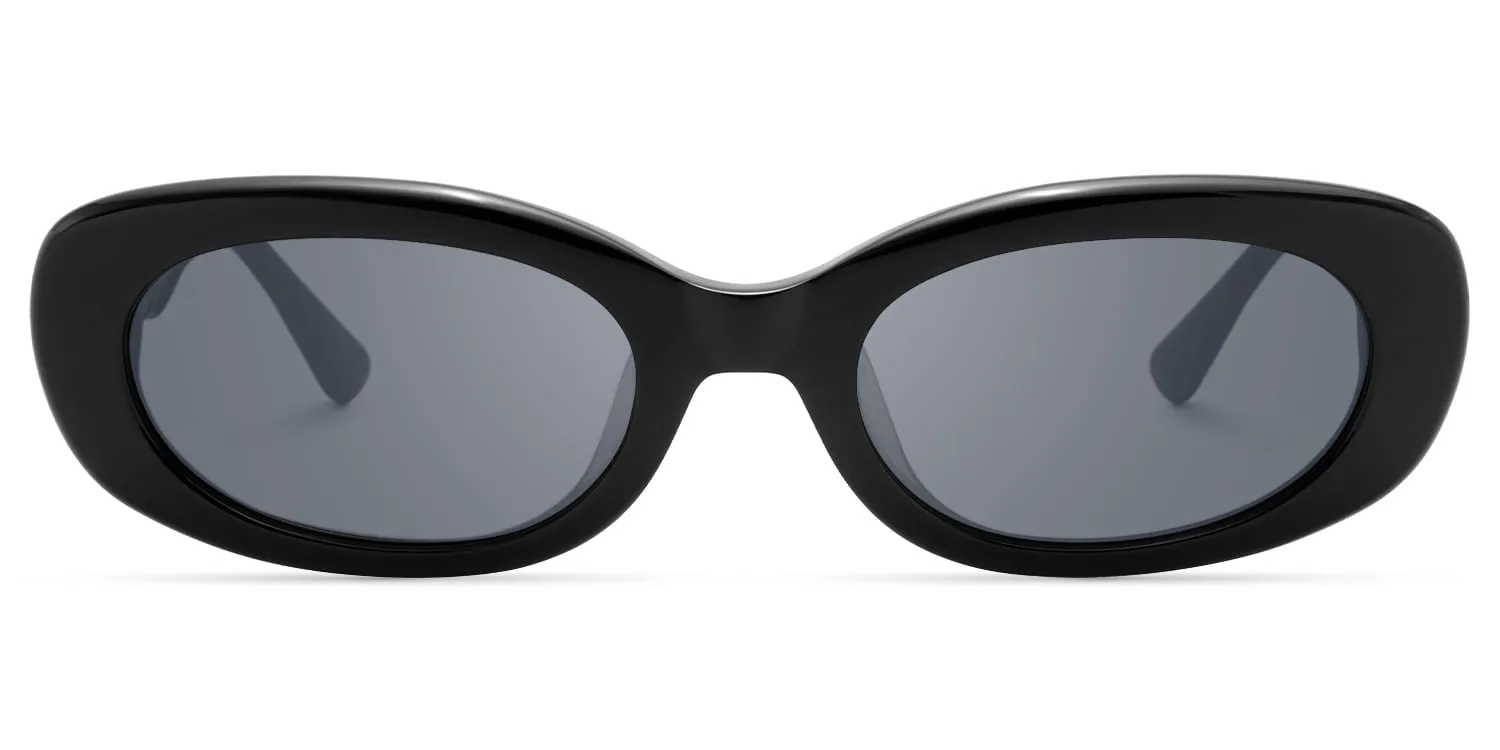 SHHHH~ - Oval Black Sunglasses sold by Vooglam product image thumbnail 2