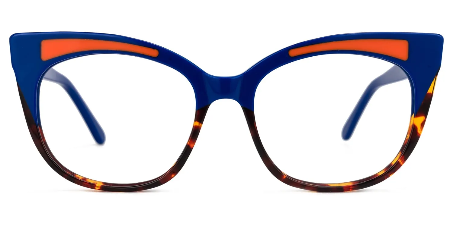 Edythe - Cat Eye Blue/Tortoise Eyeglasses sold by Vooglam